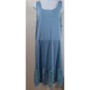 Paisley Grace Blue Lace Trim Shift Midi Dress 3XL Lightweight Sleeveless Flowy
